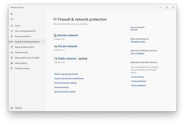 Firewall and antivirus settings